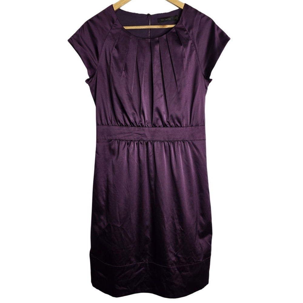 The Limited Womens Purple Cap Sleeve Pleated Sheath Dress Size 10